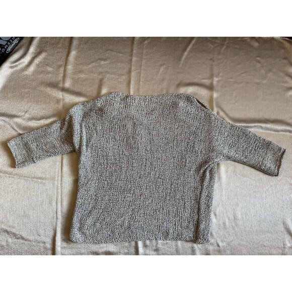 LOU&GRAY WOMAN'S Gray Grey SWEATER‎ 3/4 SLEEVE BOAT NECK CROCHET SIZE Medium - Picture 10 of 10